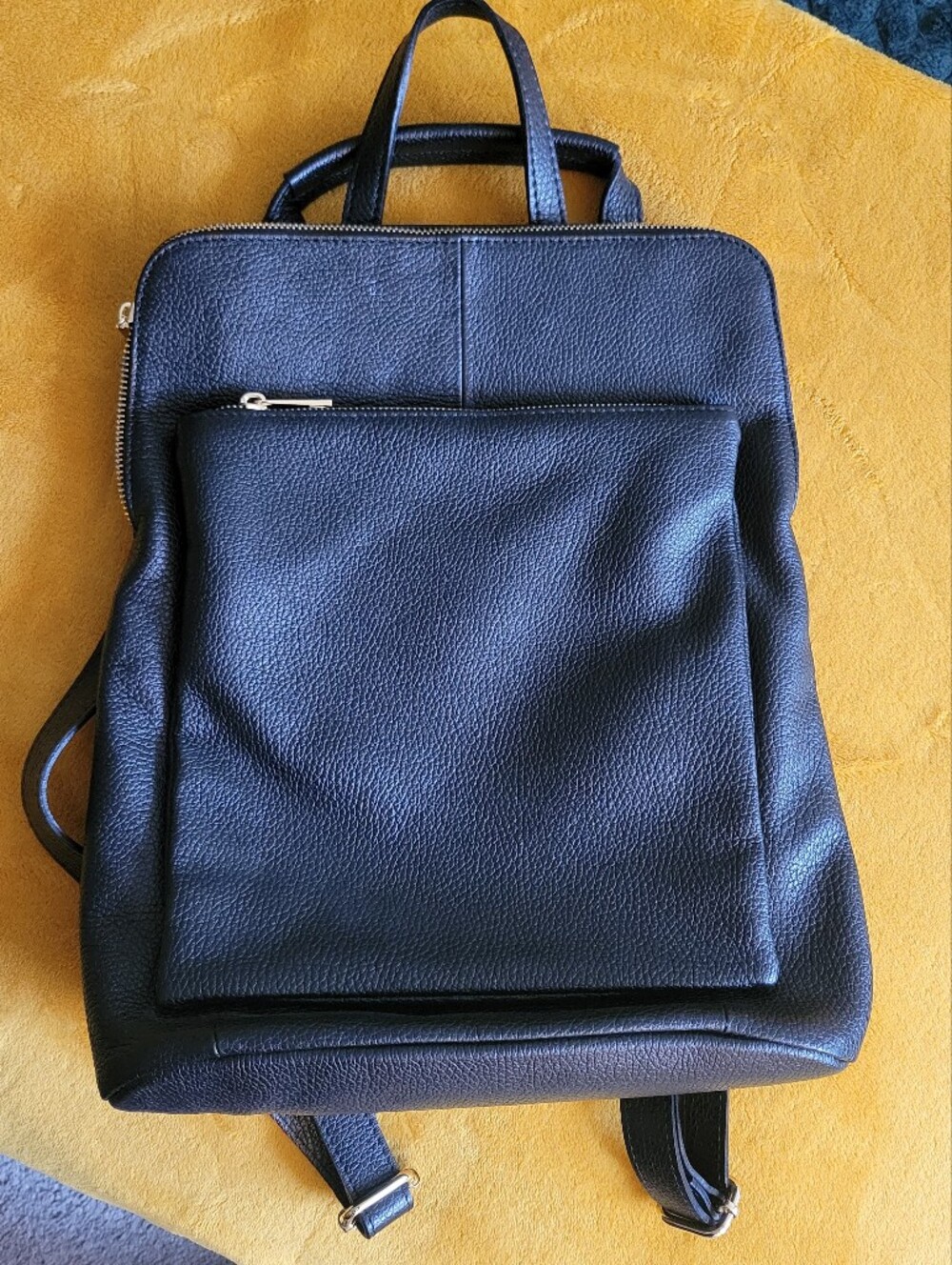 Classic Italian Black Leather Backpack